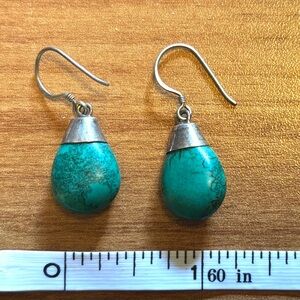 Turquoise and Silver Drop Earrings